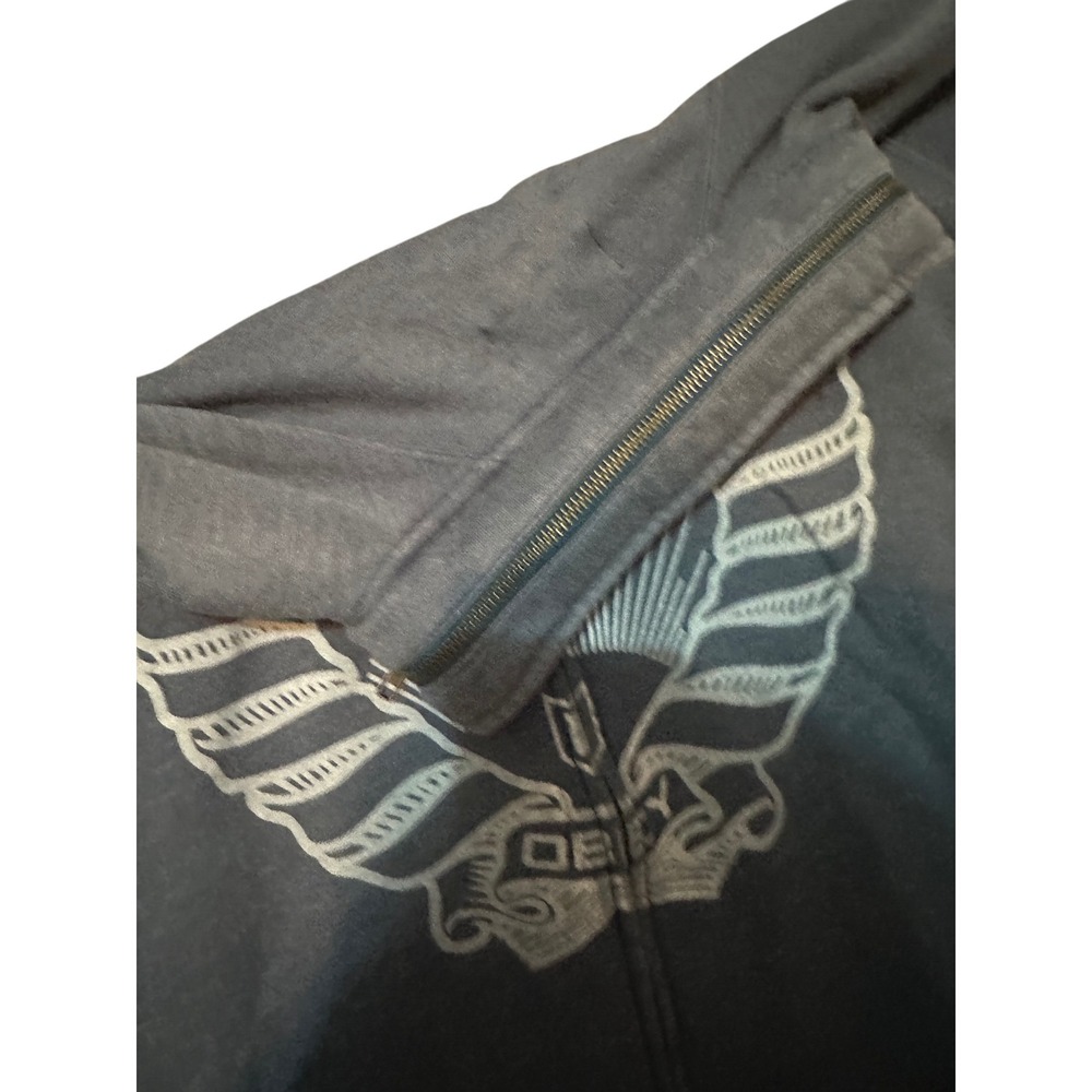 Obey Men's Charcoal Graphic Zip-Up Hoodie - Picture 3 of 3